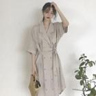 Double-breasted Loose-fit Midi Shirtdress