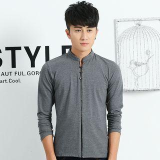 Mandarin Collar Long-sleeve T-shirt