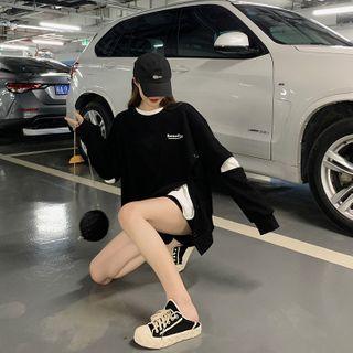 Zip Cutout Lettering Sweatshirt
