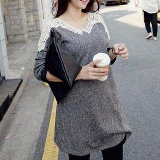 Crochet Panel Long-sleeve T-shirt