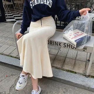 Shirred-front Maxi Skirt