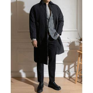 Hidden-button Padded Coat With Belt