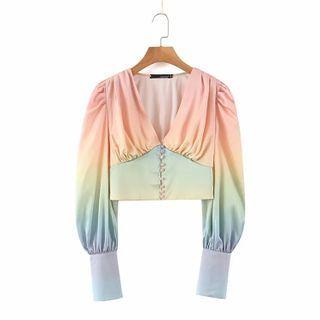 V-neck Gradient Blouse