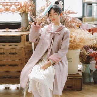 Embroidered Tie-neck Snap Button Coat