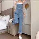 Loose Fit Denim Dungaree Pants / Camisole Top