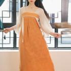 Flared-sleeve Jacquard Midi Hanfu Dress