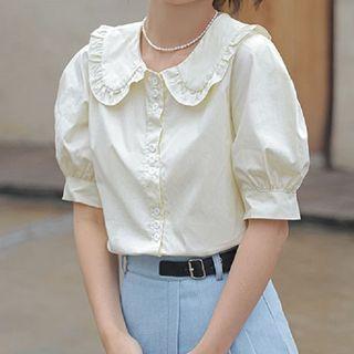 Puff-sleeve Ruffle Shirt