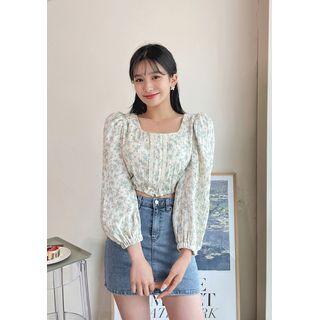 Flower Pattern Crop Blouse
