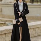 Contrast Stitching Double-breasted Long Coat