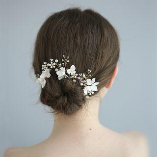 Wedding Rhinestone Branches Hair Stick Set Of 3 - Gold - One Size
