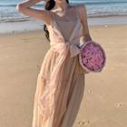 Spaghetti Strap Tie-waist Chiffon A-line Dress
