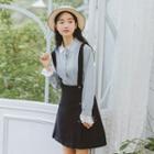 Lace Collar Shirt / Mini Suspender Skirt
