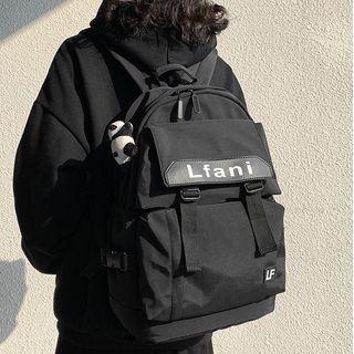 Set: Lettering Buckled Backpack + Bag Charm