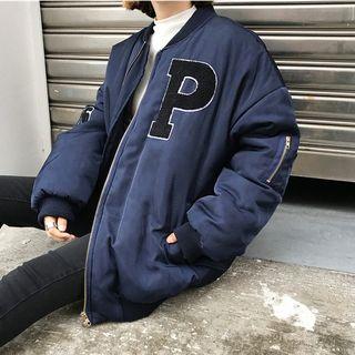 Lettering Padded Zip-up Lettering Jacket