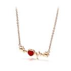 Fashion And Lovely Plated Rose Gold Heart-shaped Paw 316l Stainless Steel Necklace With Red Cubic Zirconia Rose Gold - One Size
