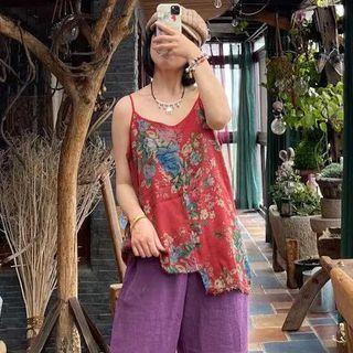 Floral Camisole Top Floral - Red - One Size
