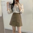 Set: Plain Blouse + Mini Skirt