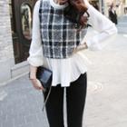 Mock Two-piece Plaid Long-sleeve Top