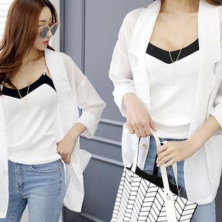 One-button Sheer Blazer