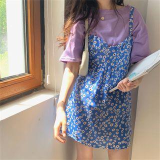 Flroal Strappy A-line Dress / Short-sleeve T-shirt