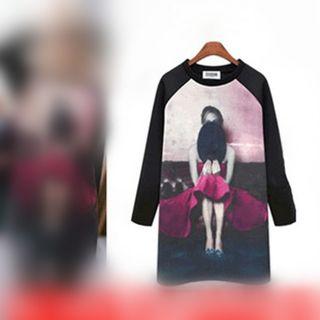 Printed Long-sleeve T-shirt Dress