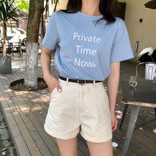 Lettering Crew-neck Short-sleeve T-shirt