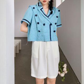 Short-sleeve Notch Lapel Double-breasted Jacket