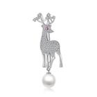 Sparkling Deer Brooch With White Cubic Zircon And Fashion Pearl