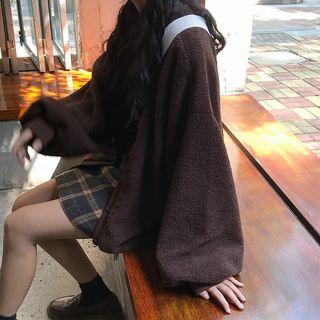 Fleece Baseball Jacket Coffee - One Size