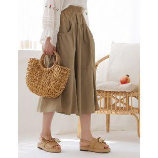 Waistband Tiered Midi Skirt