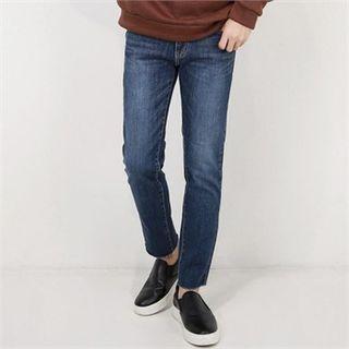 Brushed-fleece Lined Stretch Straight-cut Jeans