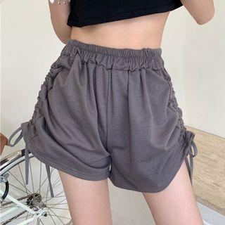 High-waist Drawstring Wide-leg Sweat Shorts