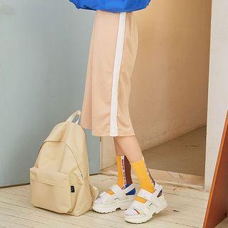 Contrast-trim Cotton Midi Skirt