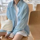 Plain Long-sleeve T-shirt / Shirt / Open Front Blazer