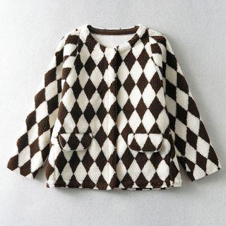 Argyle Print Button-up Jacket