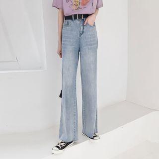 High Waist Wide Leg Jeans With Belt