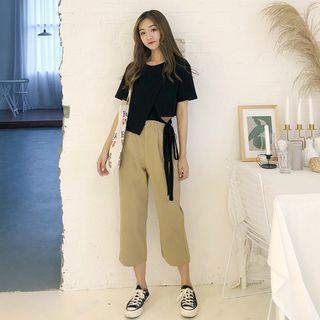 Asymmetric Short-sleeve T-shirt / Cropped Pants