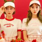 Strawberry Milk Contrast-trim T-shirt