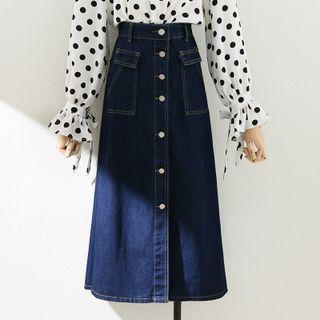 High-waist Shift Denim Skirt