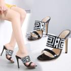 Patterned Stiletto Slide Sandals