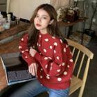 Lantern-sleeve Polka Dot Sweater