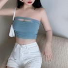 Strapless Cut-out Top / Cropped Cardigan