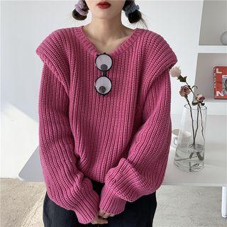 Long-sleeve Ribbed Knit Sweater