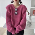 Long-sleeve Ribbed Knit Sweater