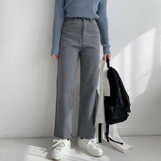 Straight-cut Cotton / Denim Pants