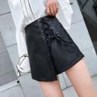Lace-up Faux Leather Skort