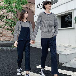 Couple-matching Long-sleeve Striped T-shirt / Pants / Jumper Pants