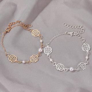 Faux Pearl Alloy Anklet