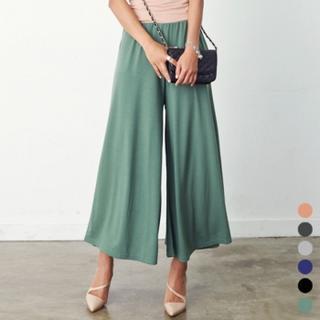 Band-waist Wide-leg Pants