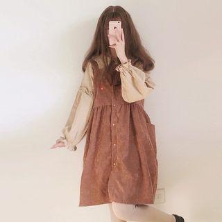 Plain Long-sleeve Blouse / Pinafore